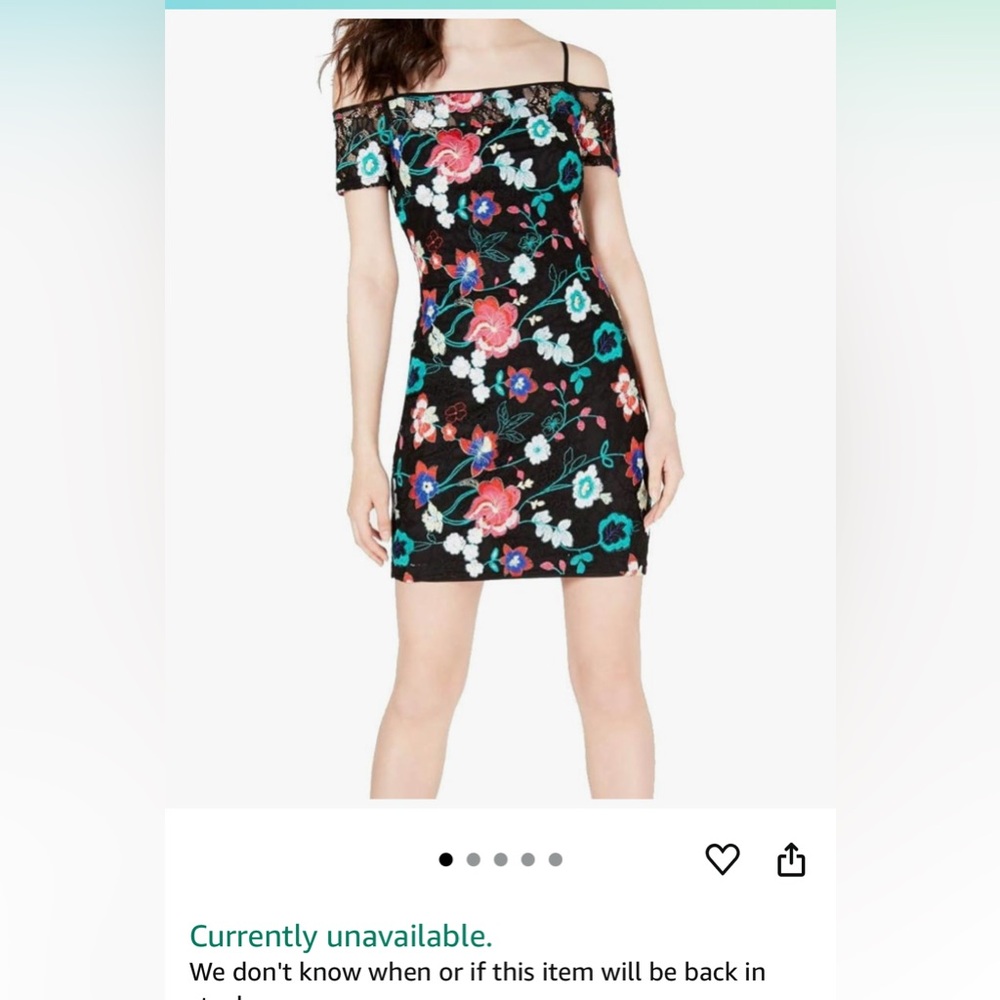Guess One Shoulder Black Floral Dress
